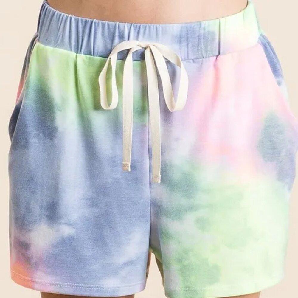 BiBi Tie Dye Casual Shorts‎ with Twill Tape Drawstring